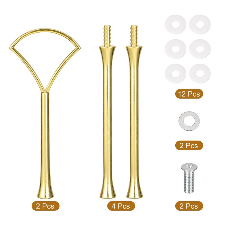 2 Sets Cake Tray Stand Handle Plate Hardware Fitting, 3-Tiers Fan Gold gallery