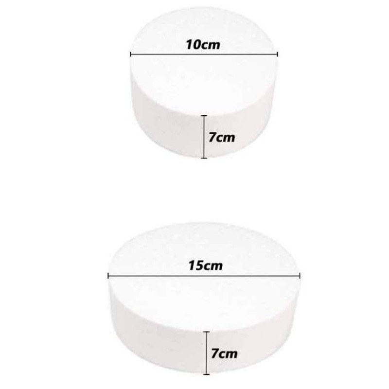 2 Pcs Round Foam Dummy Cake Bakery Fake Cake Model for Decorating Practice gallery