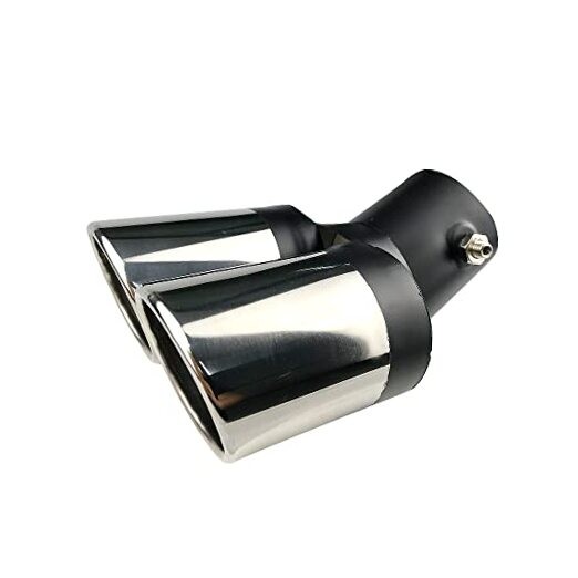 Dual Exhaust Tips, Stainless Steel Double Outlet Car Curved Black Silver