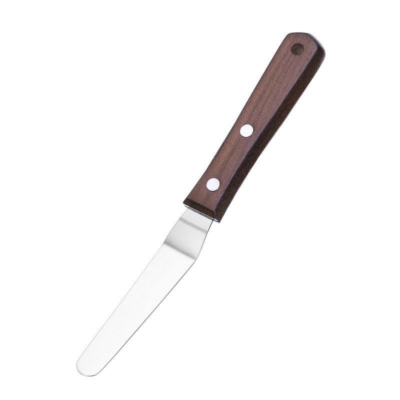 Icing Spatula with 4 Inch Bent Blade with Wood Handle, Wood Color