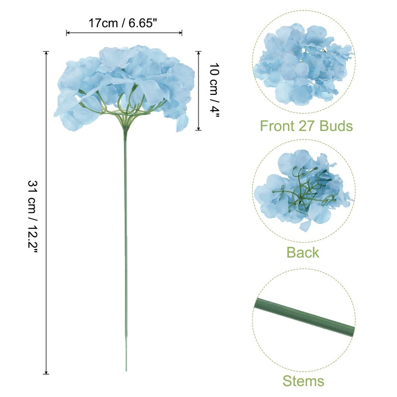 30Pcs Hydrangea Artificial Flowers, Fake Hydrangea Flowers with Stems, Moon Blue gallery