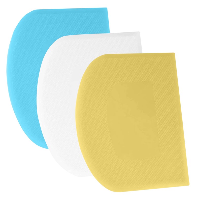 Dough Scraper Bench Scraper – 3P 8.3×5.5″ Plastic Flexible Bowl Scraper, Shar…