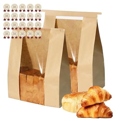 100 PCS Sourdough Bread Bags with Stickers—8.3"x3.5"x13.7"—Homemade gallery