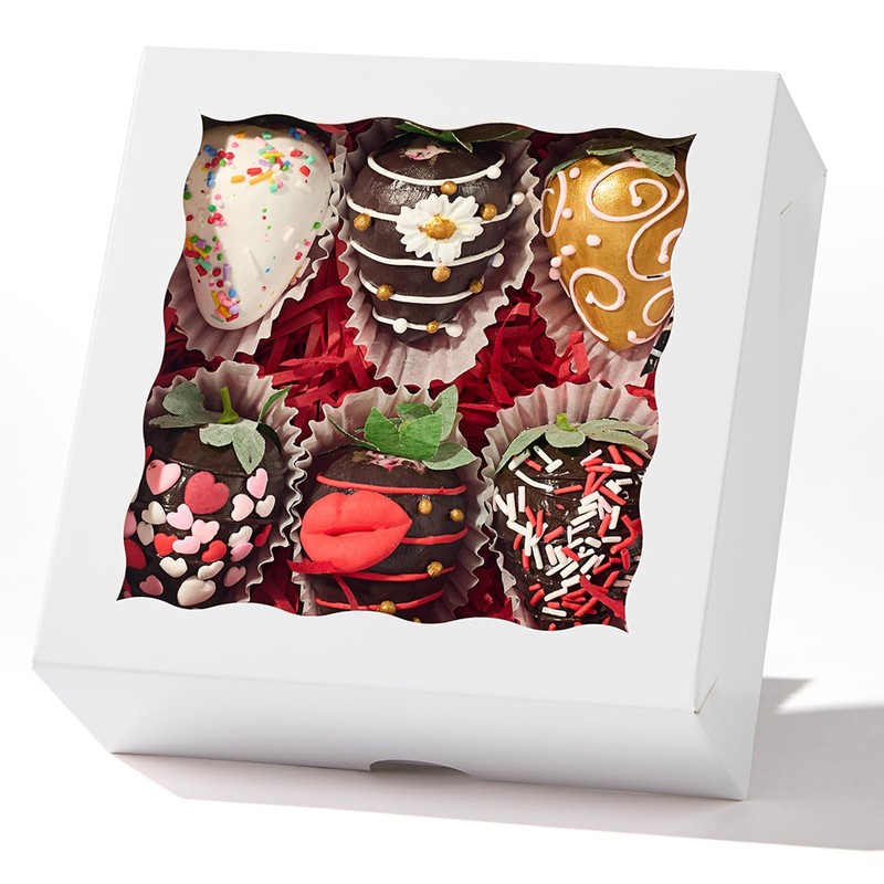 55 PCS 6x6x2in Bakery Boxes with Window for Cookies Small Cake Macarons