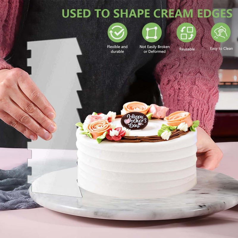 7 Pcs Acrylic Cake Icing Scraper Smoother Comb with Double Sided for DIY Mous... gallery