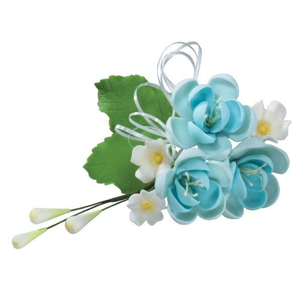 2 Sets of Pear Blue Rose Sprays Gum Paste Gumpaste flowers 