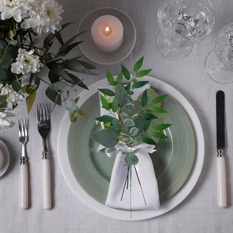 FUNORNAM 40Pcs Italian Ruscus Greenery Stems 18" Artificial Silk Greenery Leaves gallery