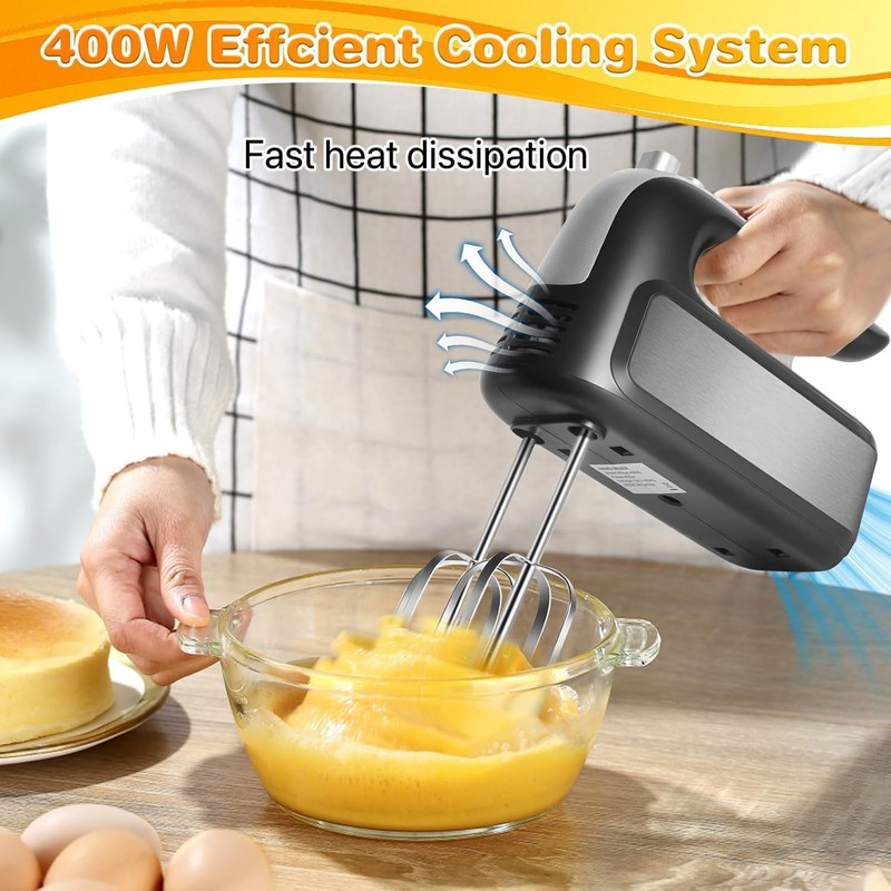 400W 5Speed Electric Hand Mixer Turbo 5 Stainless Attachments Baking Cream gallery