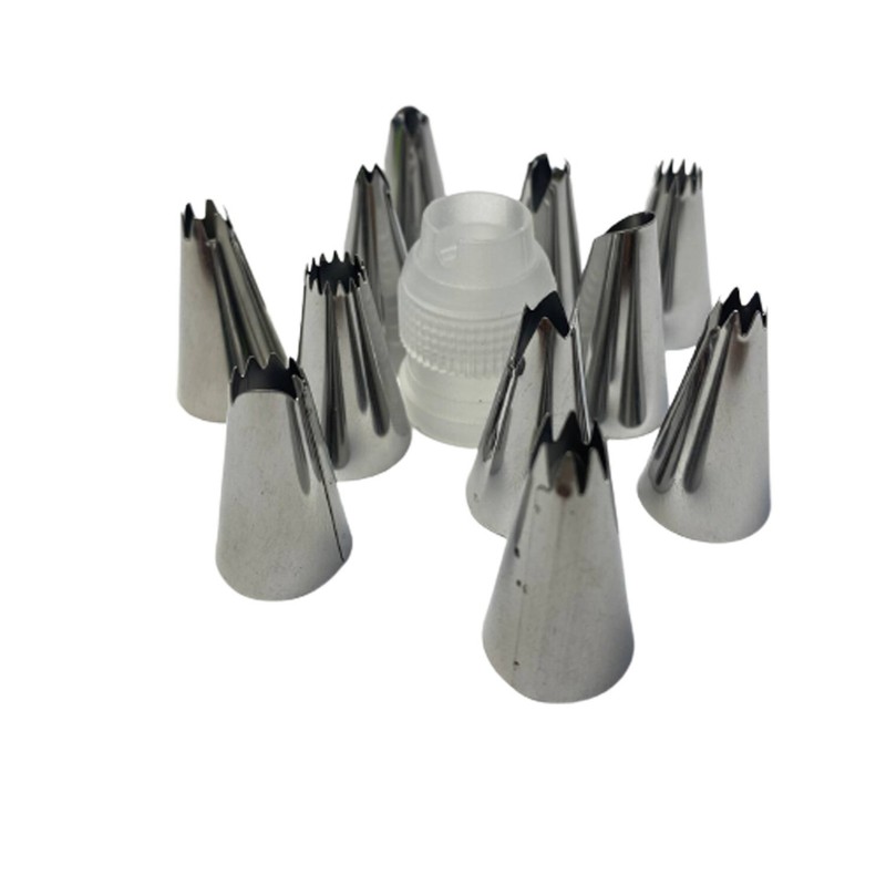 11pc Stainless Steel Icing Nozzles c/w 1 Coupler for Decorating Cupcake Pastries gallery