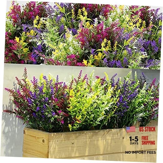 24 Bundles Flowers Outdoor Plants Fake Lavender Purple, Red, White, Yellow