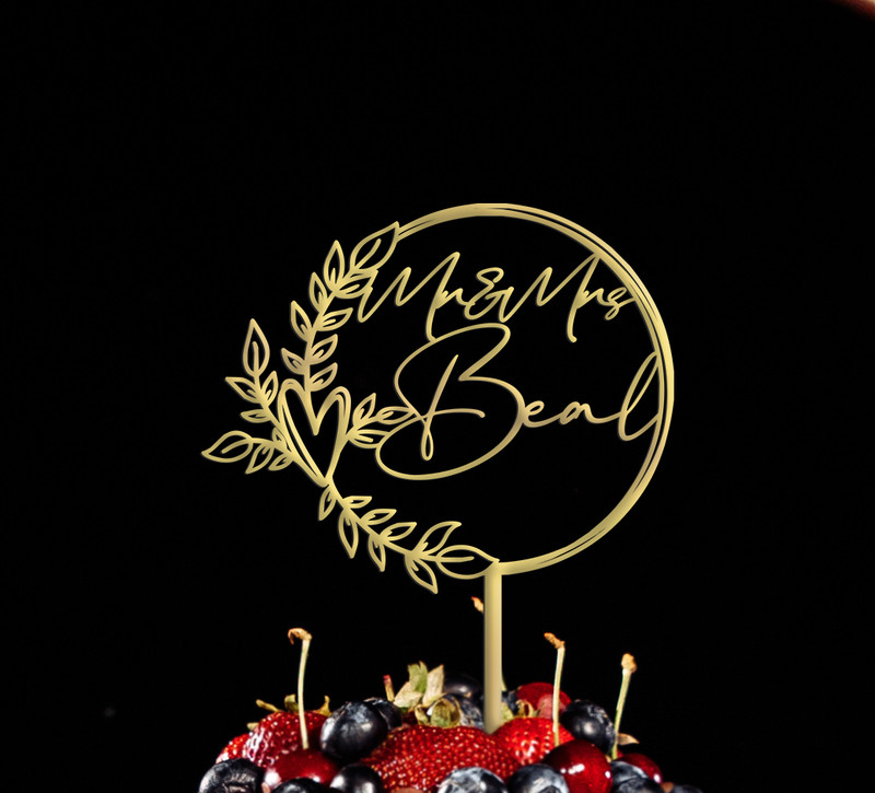 Personalized Wreath Cake topper, Custom wording cake topper, Baptism cake topper