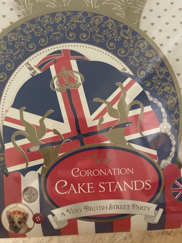 Cardboard Coronation Cake Stands British New In Package NIP Tea party Decor gallery