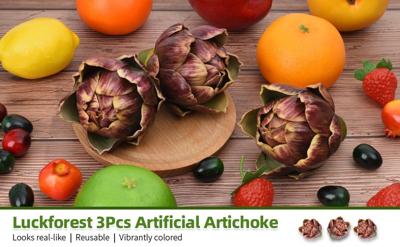 Artificial Artichokes, 3Pcs Small ple Red Simulat Artichoke Fake gallery