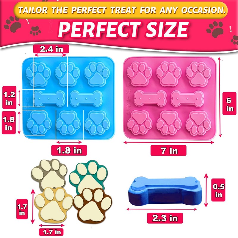 3Pcs Puppy Paw & Bone Silicone Molds - Non-Stick Candy Mold, Reusable Ice Cub... gallery