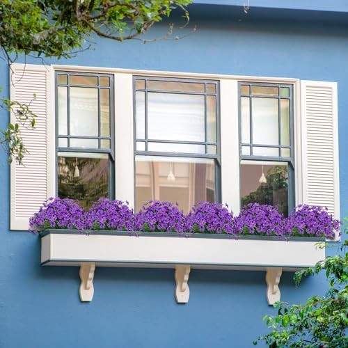 Outdoor Artificial Flowers 21 UV Resistant Bundles Fake Flower Plastic Purple gallery