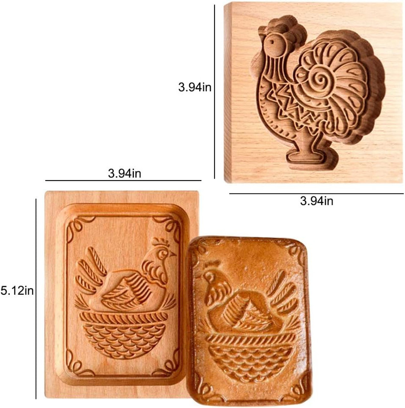 2PCS Easter Cookie Cutter 3D Embossing Mold,Funny Easter Cocks and Hens Carved W gallery