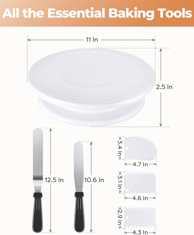 Cake Decorating Kit Baking Supplies Set Cake Turntable with 2 Frosting Straight gallery