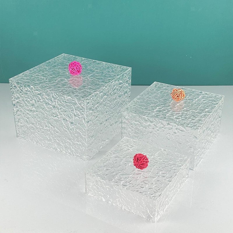 3 Pieces Acrylic Buffet Risers with Hollow Bottom Cube Display Nesting Riser for