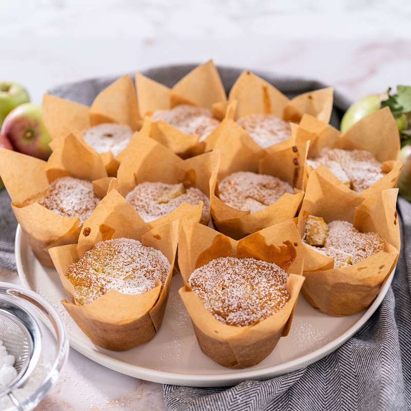 50Pcs Tulip Cupcake Liners Paper Baking Cups Brown with Gold Wire Pattern gallery