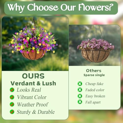 Artificial Flowers for Outdoors, Faux Flowers, UV 12 Bundles Multi Color gallery