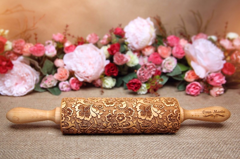 Paisley Engraved Rolling Pin Carved Mold Cookie cutter Embossed rolling pin gallery