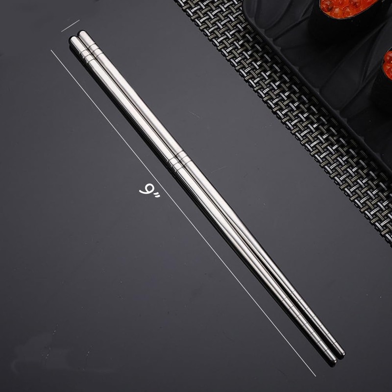 4 Set Metal Reusable Korean Chopsticks Spoon Set Home Kitchen Restaurant gallery