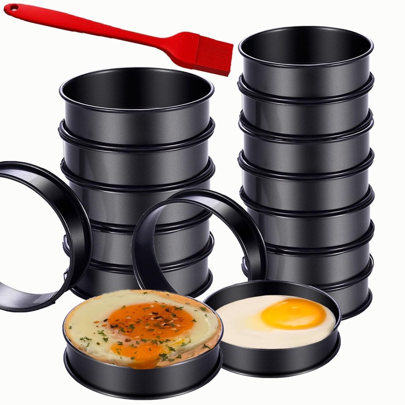 16packs English Muffin Rings Crumpet Rings Nonstick 3.15 Inch & 4 Inch Stainless
