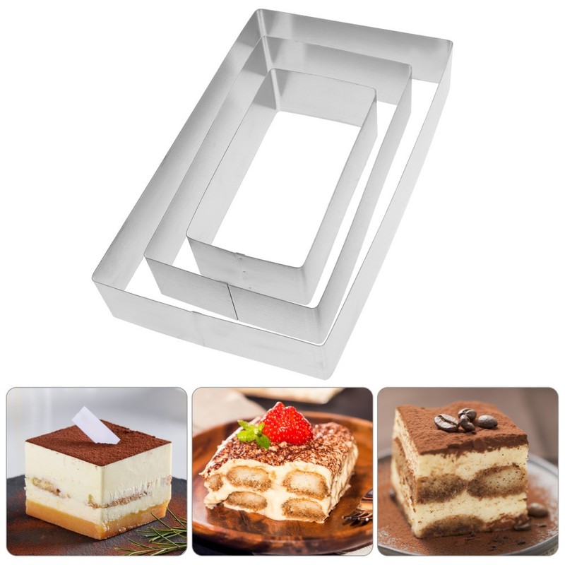 3 Pcs Cake Rectangle Mousse Mold Cooking Pastry Ring Molds