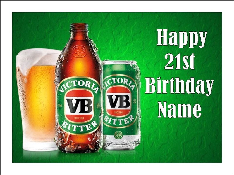 VB Beer Edible Cake Toppers Icing Birthday Cake Beer Decorations (3 Sizes)