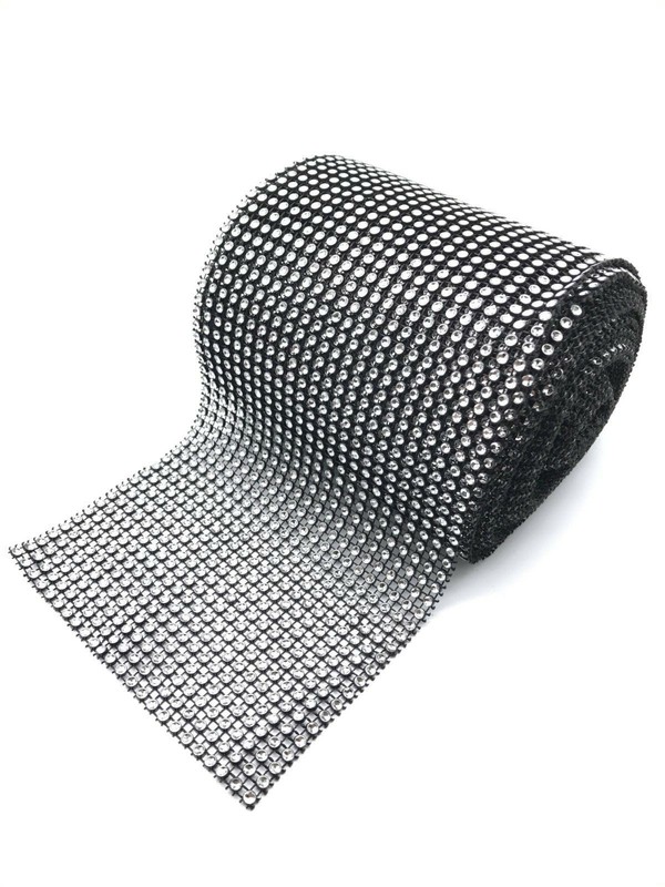 Sparkly Diamante Effect Ribbon Silver on Black Colour Trim Sewing Wedding Crafts