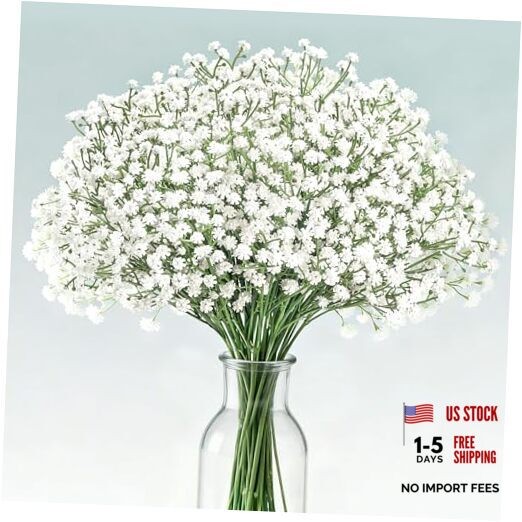 Pcs Babys Breath Artificial Flowers Faux Gypsophila Stems, Real Touch Silk 18