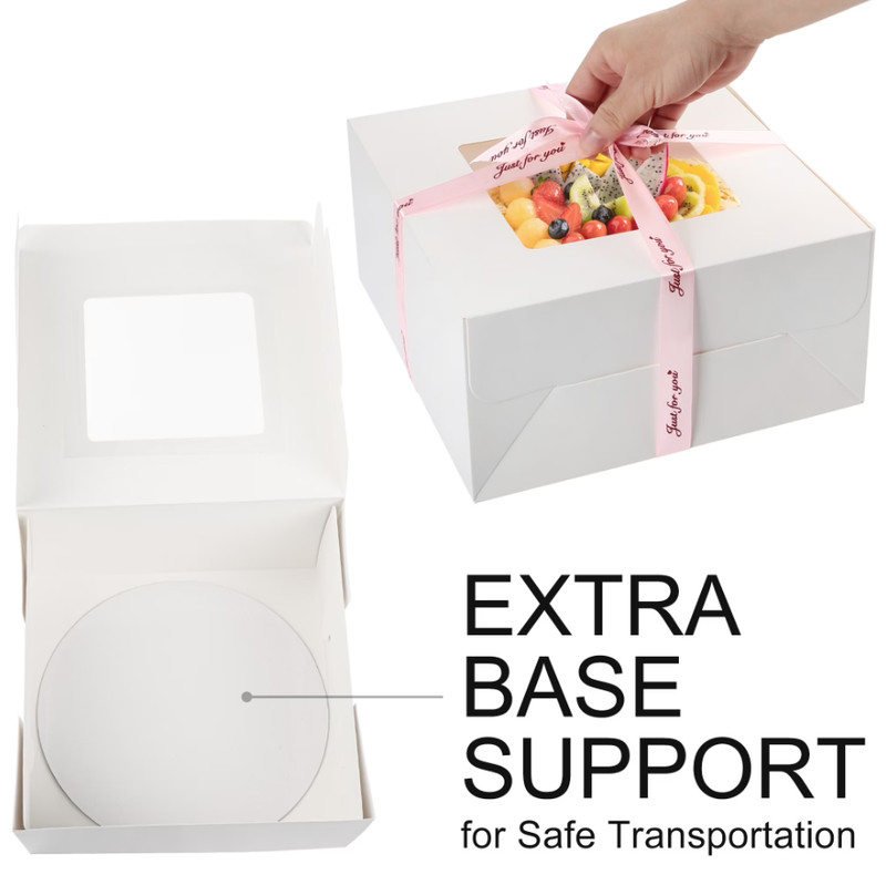 LotFancy 15 Pcs 10x10x5 Bakery Boxes with Window & 15 Cake Boards White Set gallery