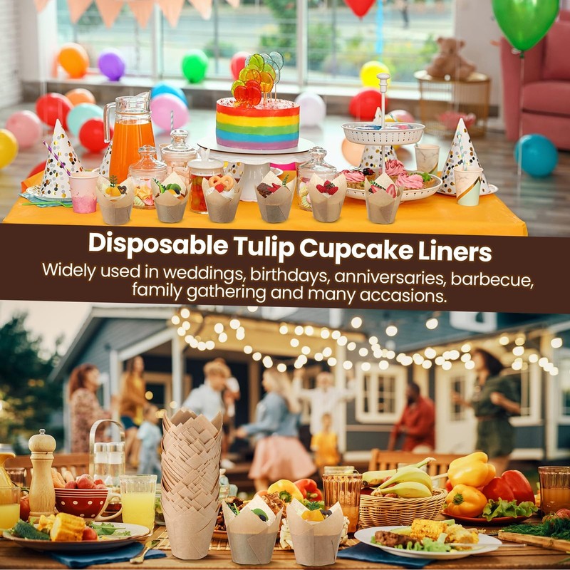 600 Pcs Tulip Cupcake Liners for Baking Muffin Liners Printed Baking Cups Hol... gallery
