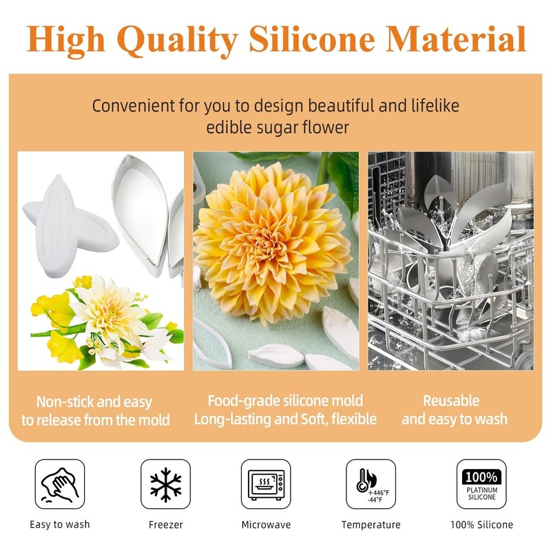 KALAIEN 6pcs/set Dahlia Sugar Flower Cutter Set Fondant Cake Sugarcraft Decor... gallery