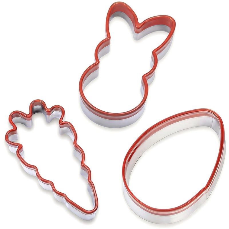 3-Piece Easter Fun Cookie Cutters, Easter Bunny, Egg and Carrot,Heavy Duty Fo...