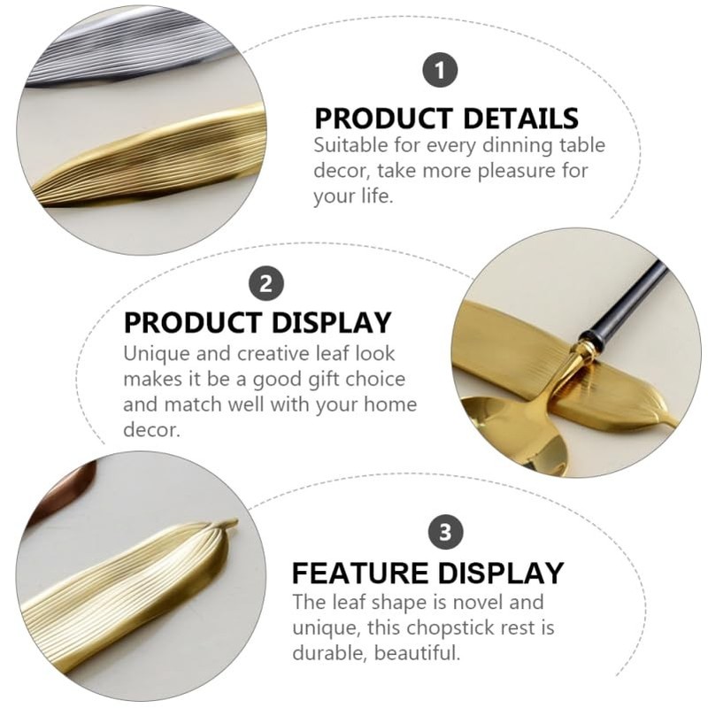 Leaf Shape Chopsticks Holder Stand Stainless Steel Rest Rack Dining 2 Pack gallery