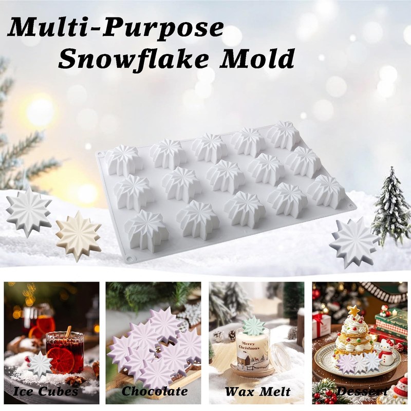 Snowflake Silicone Molds 15 - Cavities Small Christmas Snowflake Silicone Mol... gallery