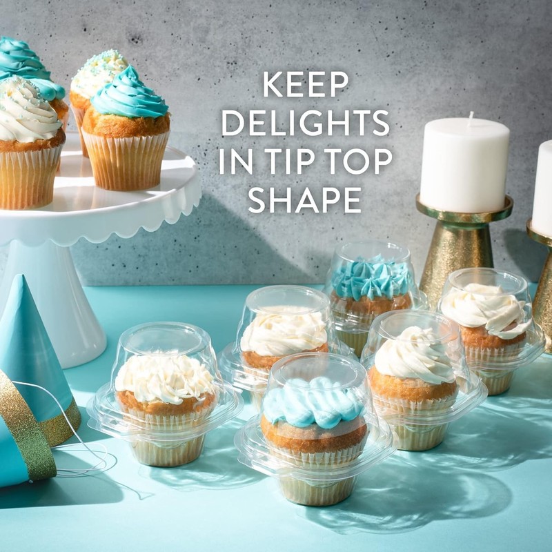 Personalizable Clear Cupcake Holders - 100 Pack Durable BPA-Free Carrier Boxes gallery