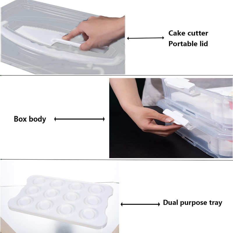 Plastic Cake Carrier and Cupcake Holder with Lids,Portable Stackable Cupcake ... gallery