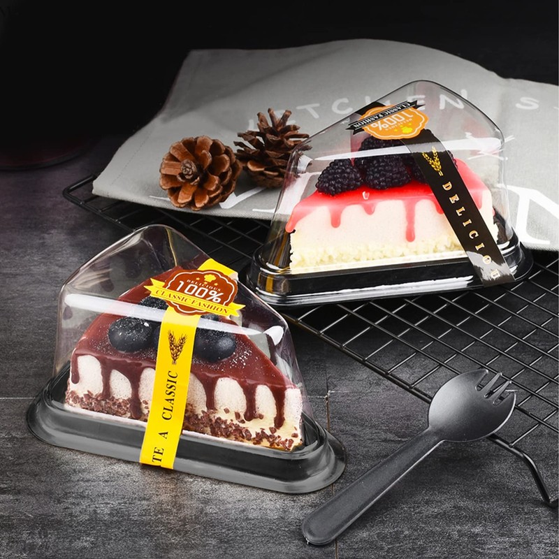 50 Pack Cake Slice Containers, Clear Plastic Cheesecake Containers Disposable... gallery