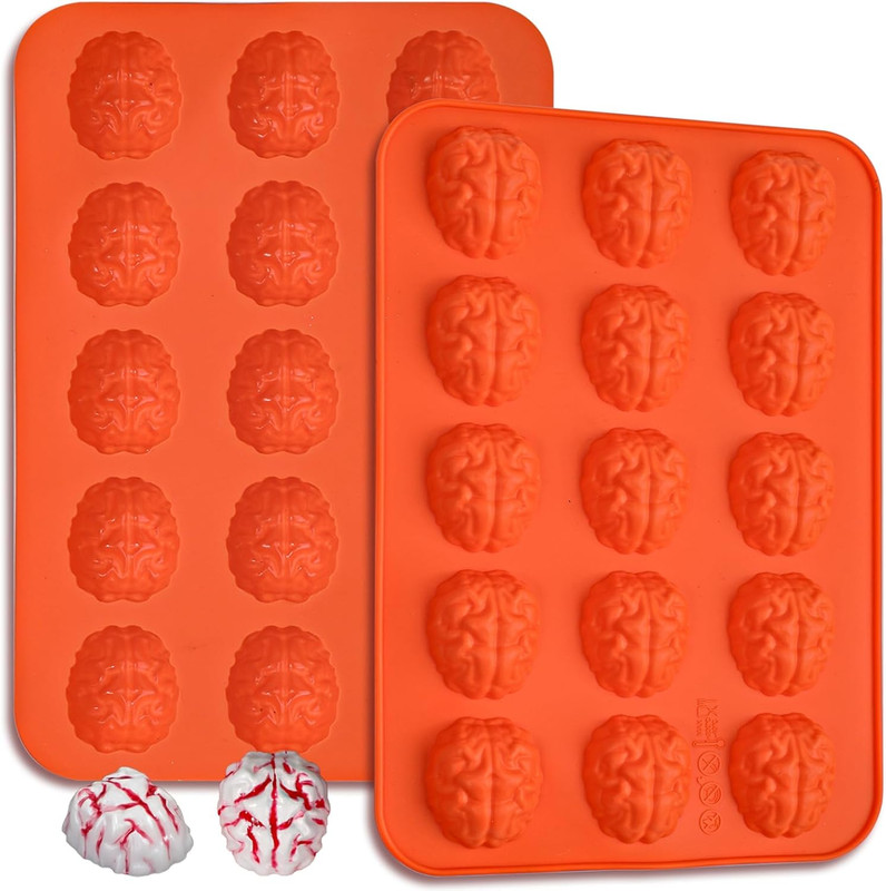 Brain Chocolate Mold, Bite Size Halloween Brain Silicone Molds 15-Cavity for Hal gallery