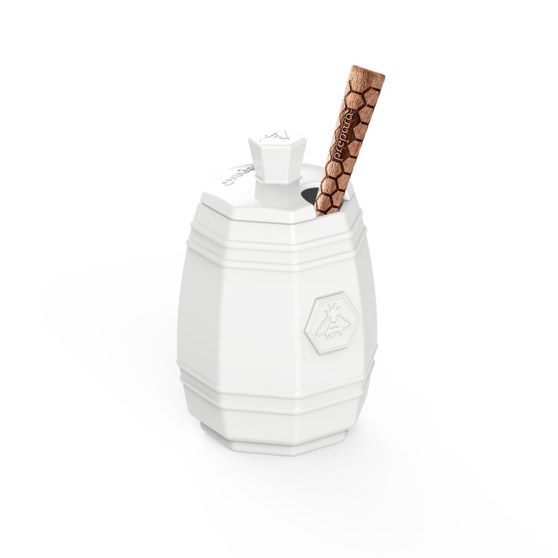 Ceramic Honey Pot and Dipper Set 5.75 Inch Wood/Silicone gallery
