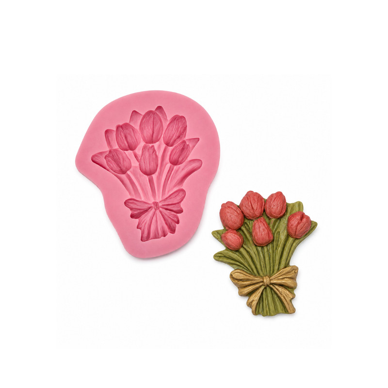 Tulip Flower Bouquet Flower Floral Fondant Clay Resin Silicone Mold – 2.50″ x 2″