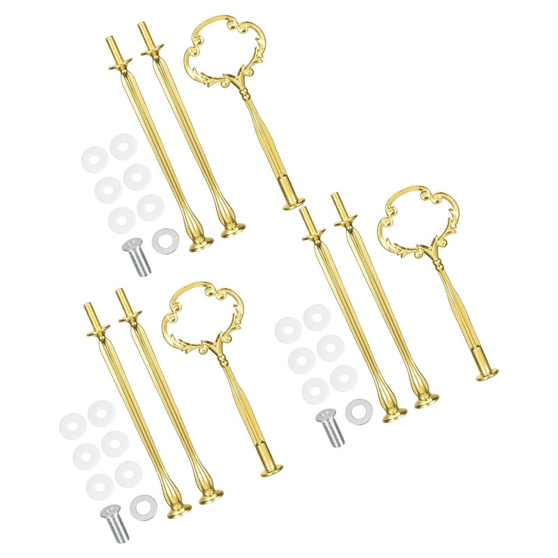 3 x Cake Tray Stand Handle Cupcake Dessert Plate Hardware Fitting Holder Gold