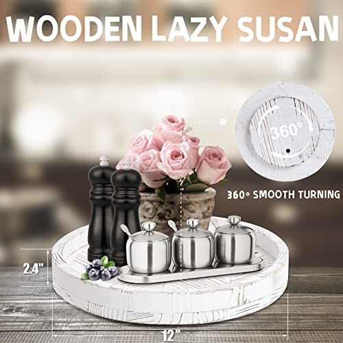 Rustic Farmhouse Wood Lazy Susan Turntable for Table, 12 Inch Farmhouse White gallery