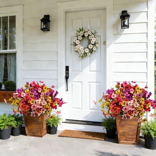Plastic Flowers for Outdoors, Fake Outdoor Artificial 20 Pcs Spring Color gallery