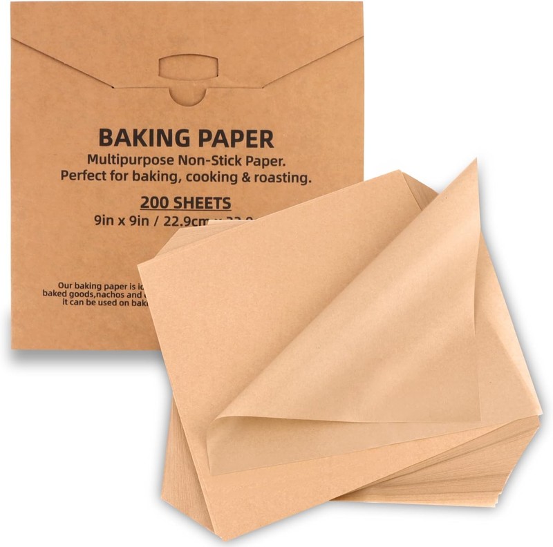 200 Pcs 9×9 Inch Parchment Paper Sheets, Precut Unbleached Baking Paper,