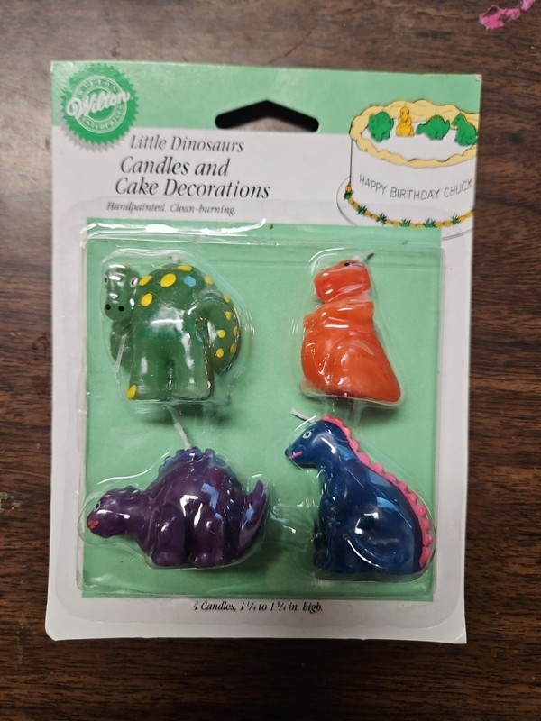 VTG 1994 Wilton Little Dinosaur Candles Cake Decorations 4 Candles NOS