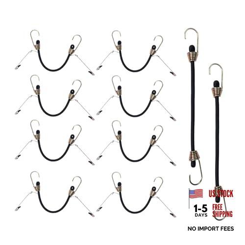 Bungee Cords with Hooks – 4 Inch – 10 Pack – Heavy Duty Mini Black – 4 Inch