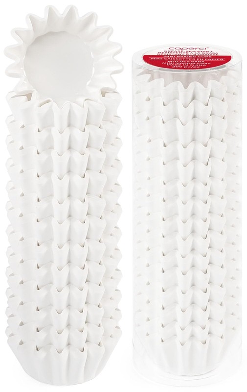 Caperci Heavy Duty White Mini Cupcake Liners 200 Counts – Grease-Resistant Pa…